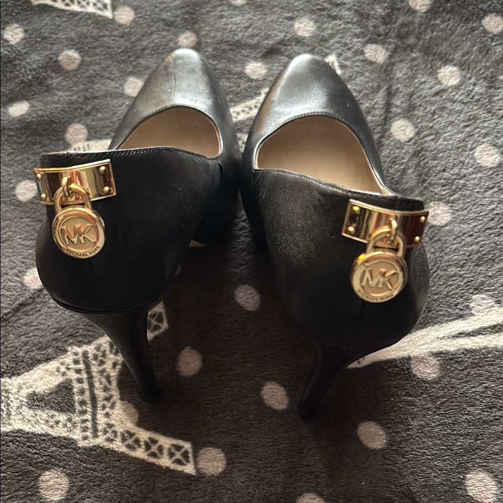 Michael Kors Black Heels with Gold Accents